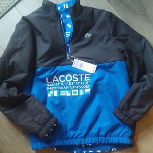 Lacoste Black and Blue Graphic Half-Zip Pullover